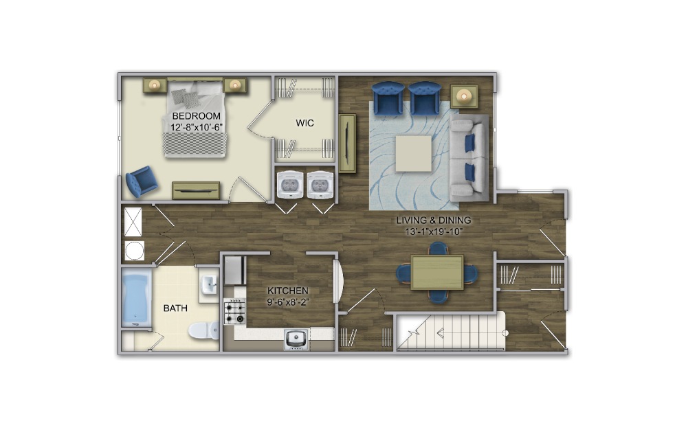 A1 1 Bed 1 Bath Floorplan