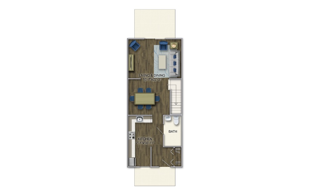 T-1A 2 Bed 2.5 Bath Floorplan