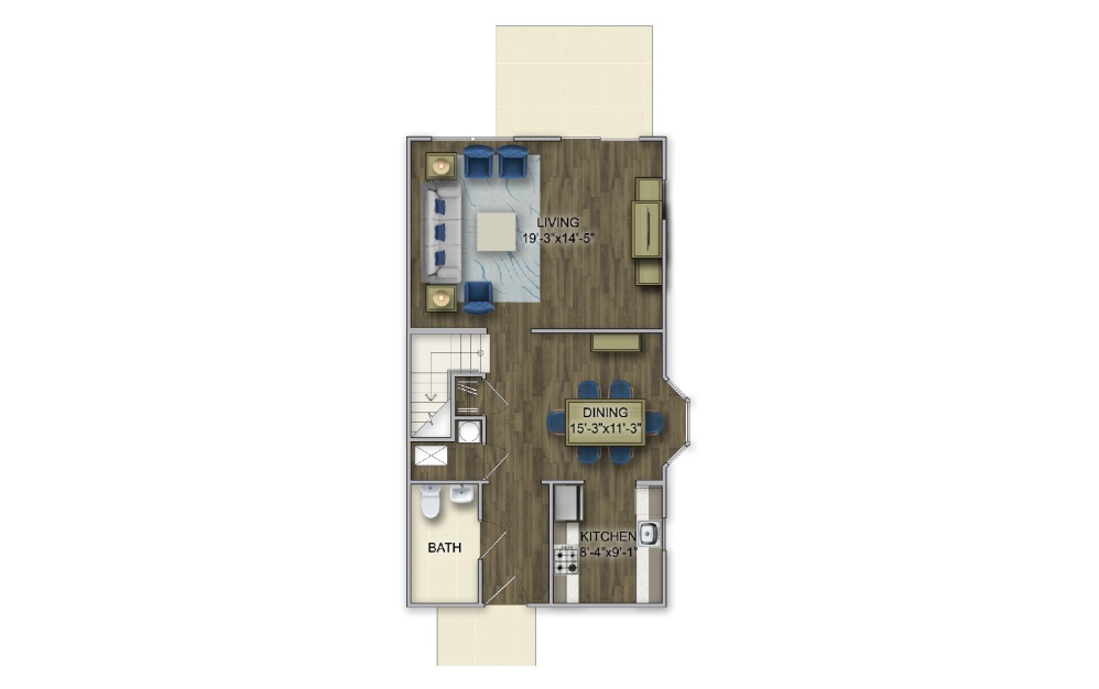  T-2 3 Bed 2.5 Bath Floorplan