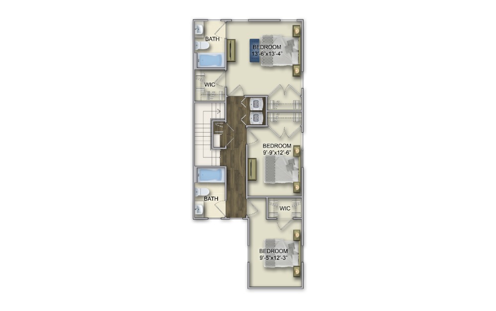 T-2 3 Bed 2.5 Bath Floorplan